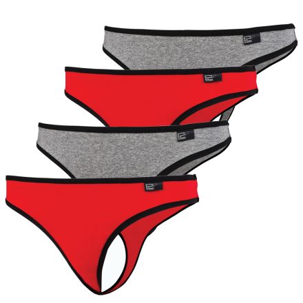basic tanga négy darabos szürke piros