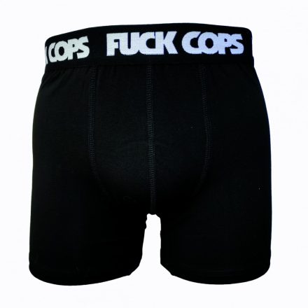 fuck cops boxeralsó fekete-fehér