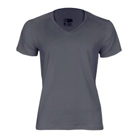 V nyakú póló sötét szürke